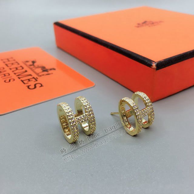 Hermes首飾品 愛馬仕H經典耳釘 Hermes愛情魔法方形琺瑯耳環  zgh1512